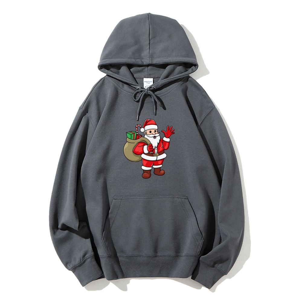 Jolly Claus Cartoon Print Unisex Women's Hoodie