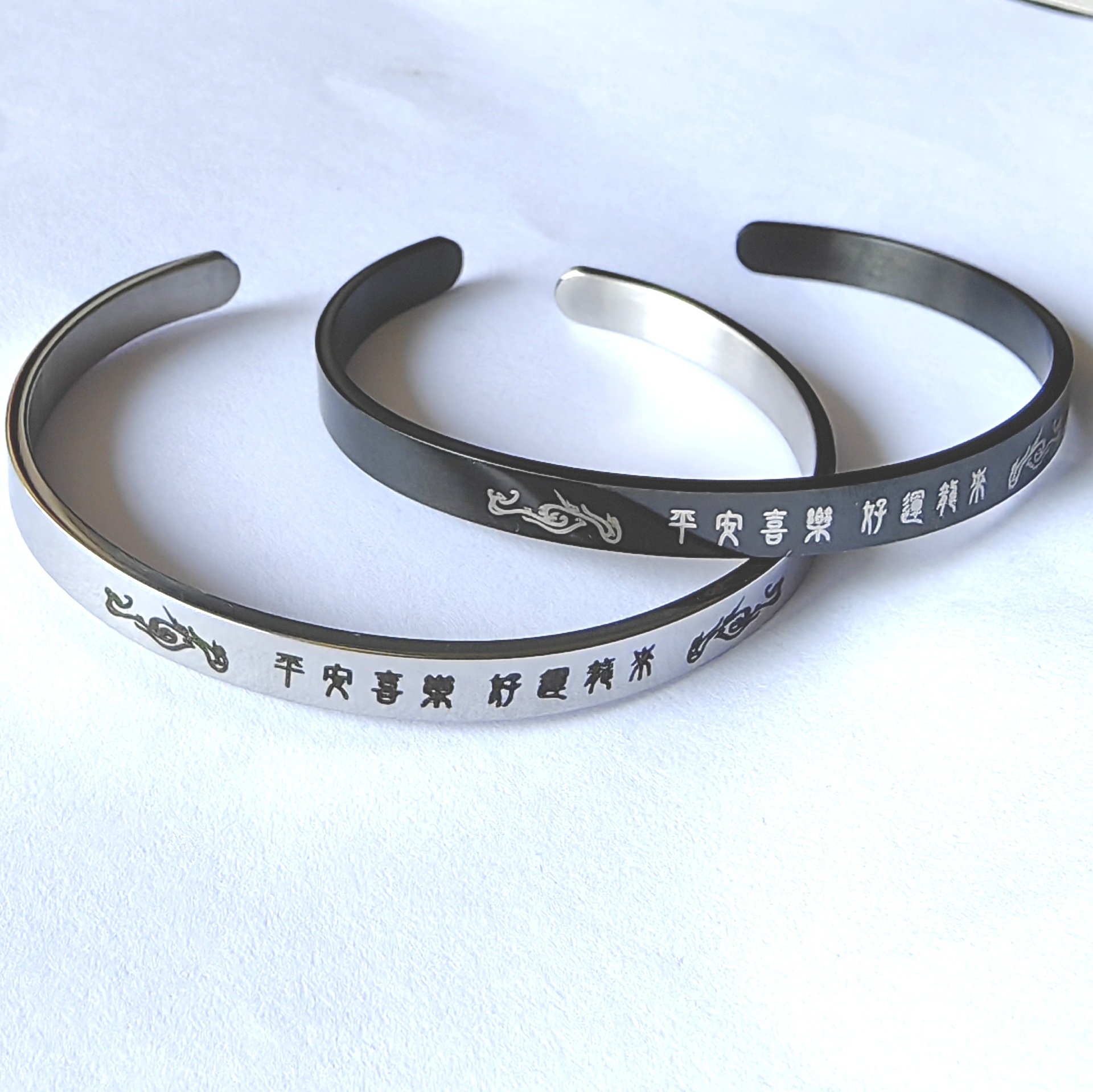 现货批发不锈钢开口手镯光面C型可调节手环时尚个性可激光刻字