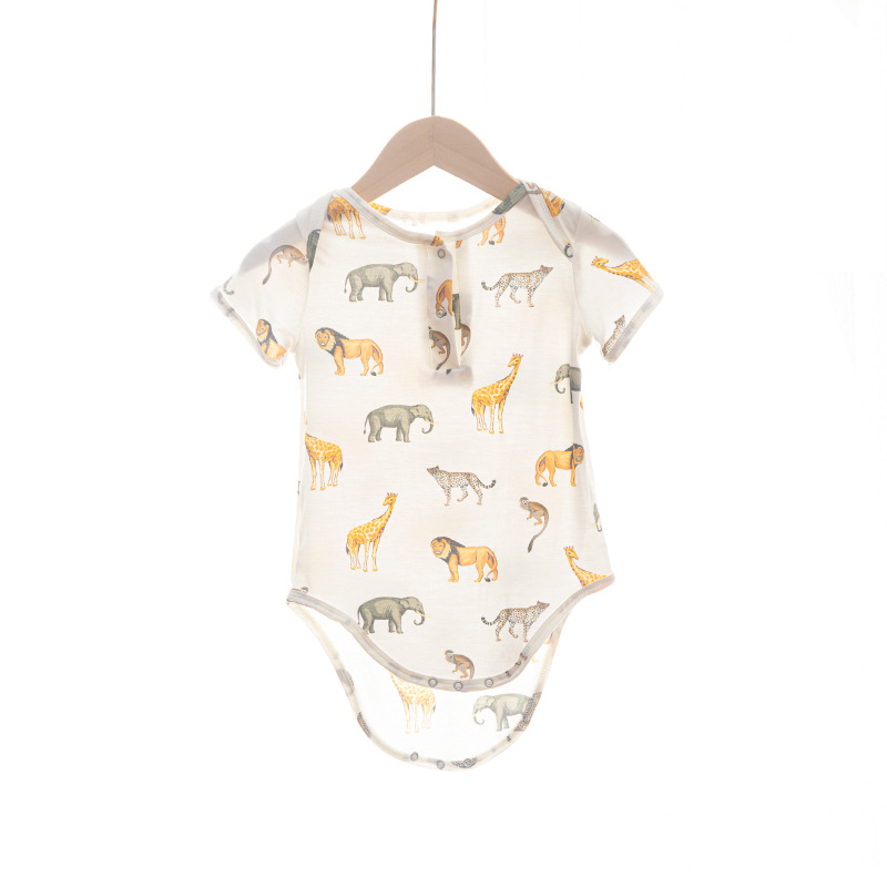 Bebé frío bambú algodón abrigo de verano bebé hombre y mujer ropa de aire acondicionado delgada camiseta de manga corta camiseta de escalada