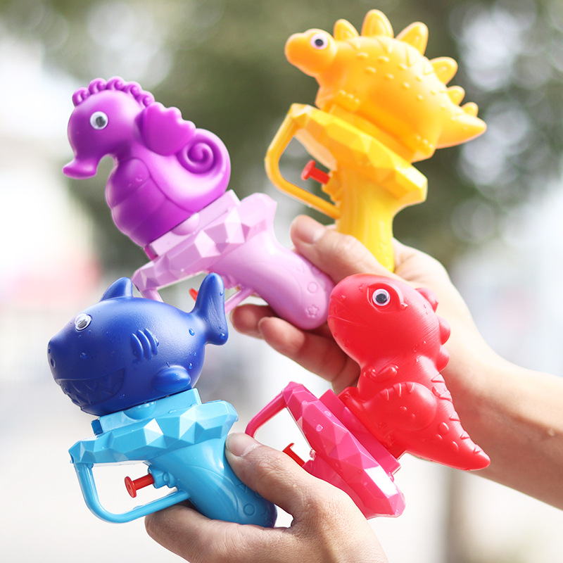 Niños de dibujos animados transfronterizos dinosaurio pistola de agua lucha de agua juguetes de agua de verano niños Prensa de dibujos animados pequeña pistola de agua al por mayor