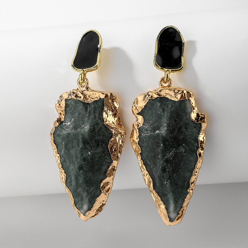 Aretes Retro Con Forma De Gota De Piedra De Imitación Verde display picture 7