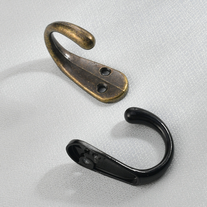 Zinc Alloy Coat Hook Single Hook Simple Metal Coat Hook Black Key Hook Cabinet American Style Country Vintage