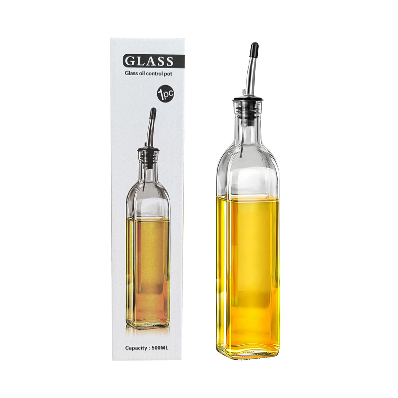 Botella de aceite de vidrio Amazon 500ml dispensador de olla de aceite de oliva verde oscuro