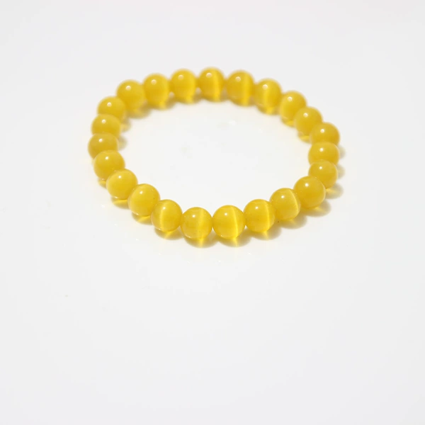 Yellow, cat's eye, 8mm, 16 gram