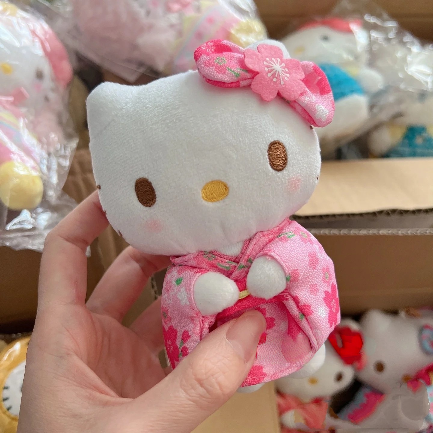 Japan Kyoto Limited Kimono Bag Pendant Hellokitty School Bag Toy Plush Doll Keychain