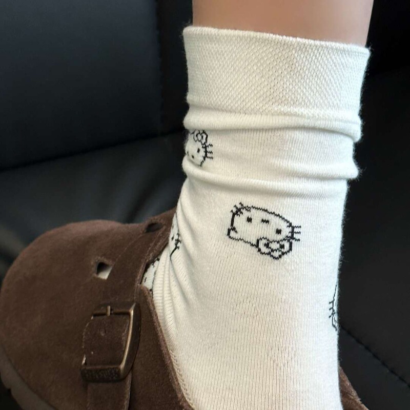 Korean-Style Ins Design Full-Body Kitty Heart Girl Slouch Socks Spring and Autumn Cartoon College Style Seamless Slouch Socks Korean-Style Ins Design Full-Body Kitty Heart Girl Slouch Socks Spring and Autumn Cartoon College Style Seamless Slouch Socks