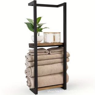 Bathroom Towel Rack with Shelf - Wall Mounted Towel Organizer Modern Bathroom Blanket Holder