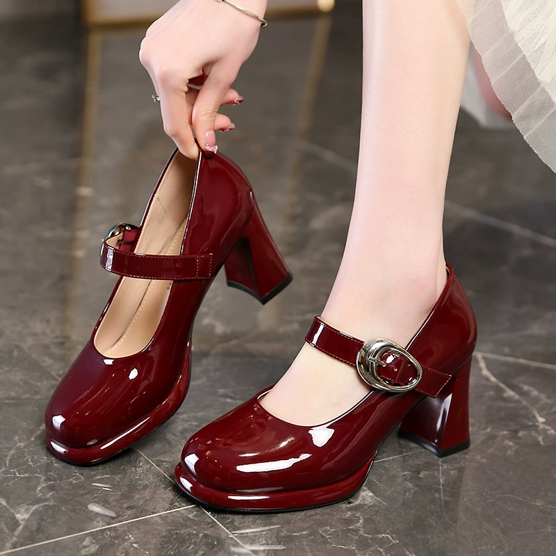 Модная универсальная женская обувь размер 34-40. Женская обувь 2025 года на квадратном каблуке, на массивном каблуке, с квадратным носком, туфли Мэри Джейн на очень высоком каблуке для женщин.