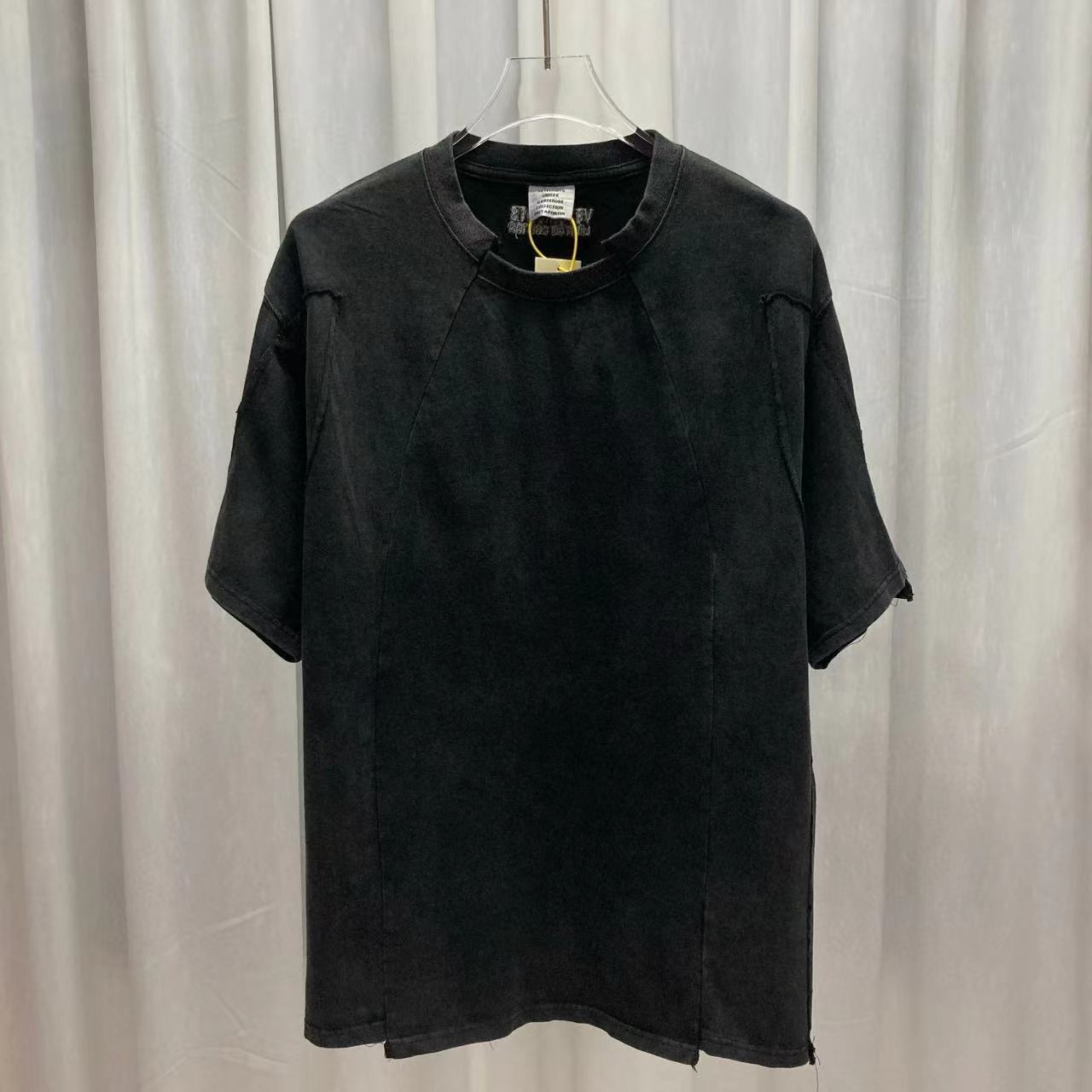 American Fahion Brand New Patchwork Wahed Letter Embroidery Hort-leeve T-Shirts_voghion.com