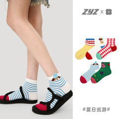 文藝復興襪子女夏季薄款可愛兔子花邊少女透氣防臭短筒襪吸汗船襪