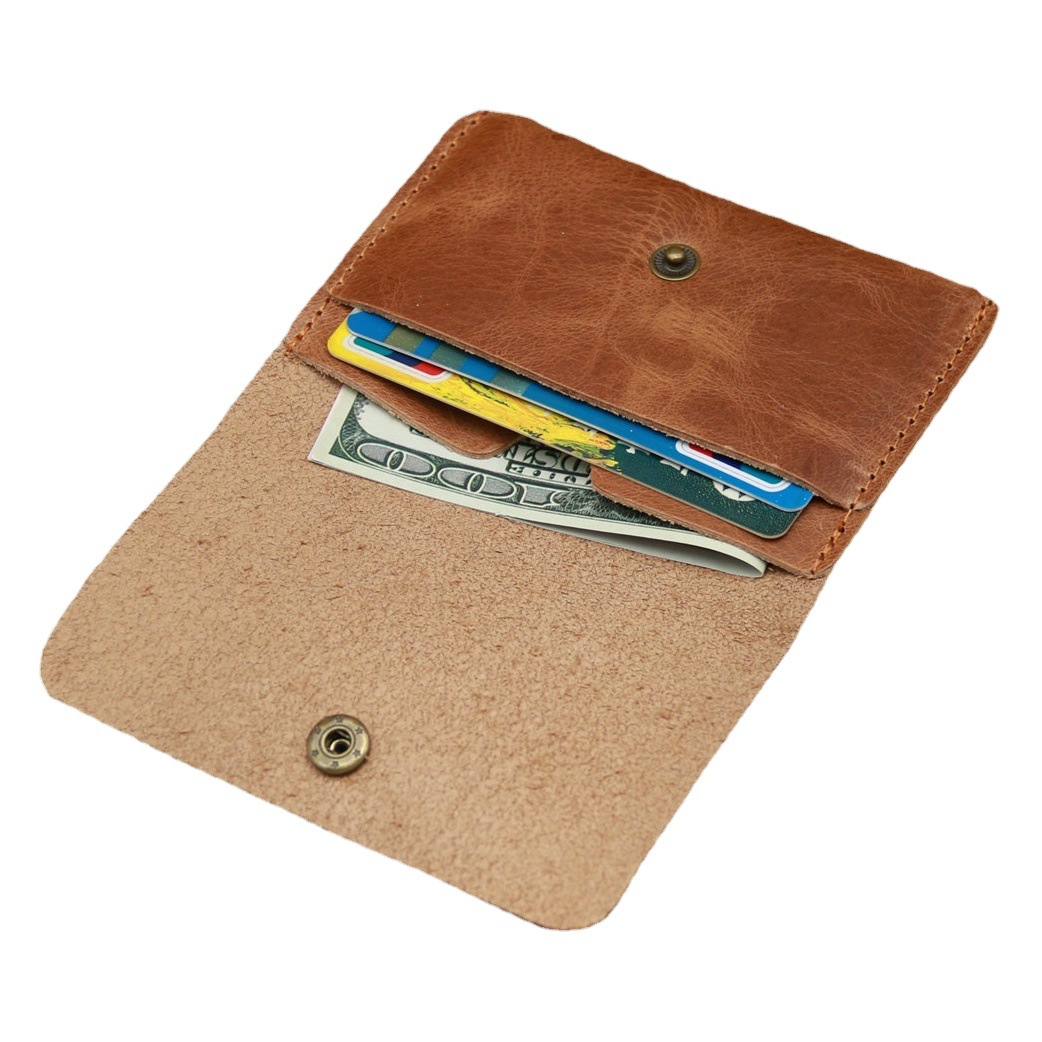 K Card Holder Factory Supply Crazy Horse Leather Men's Wallet Genuine Leather Top Layer Cowhide Vintage Wallet Wholesale Vintage Card Holder