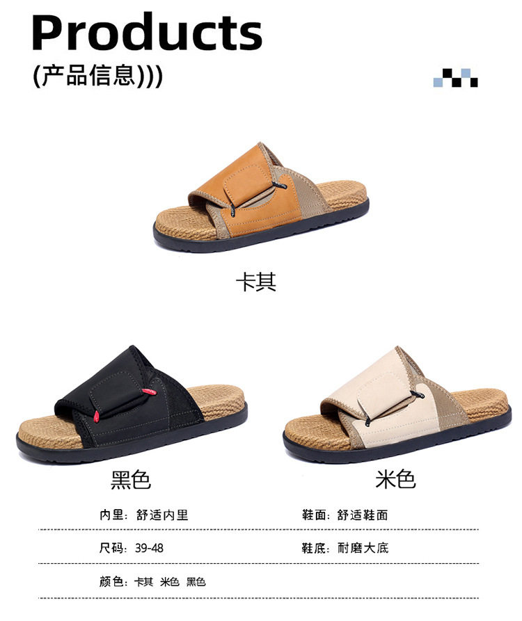Dép sandal nam quai ngang bít mũi chống trượt đi biển cỡ lớn — kaki, màu be, đen chi tiết 5