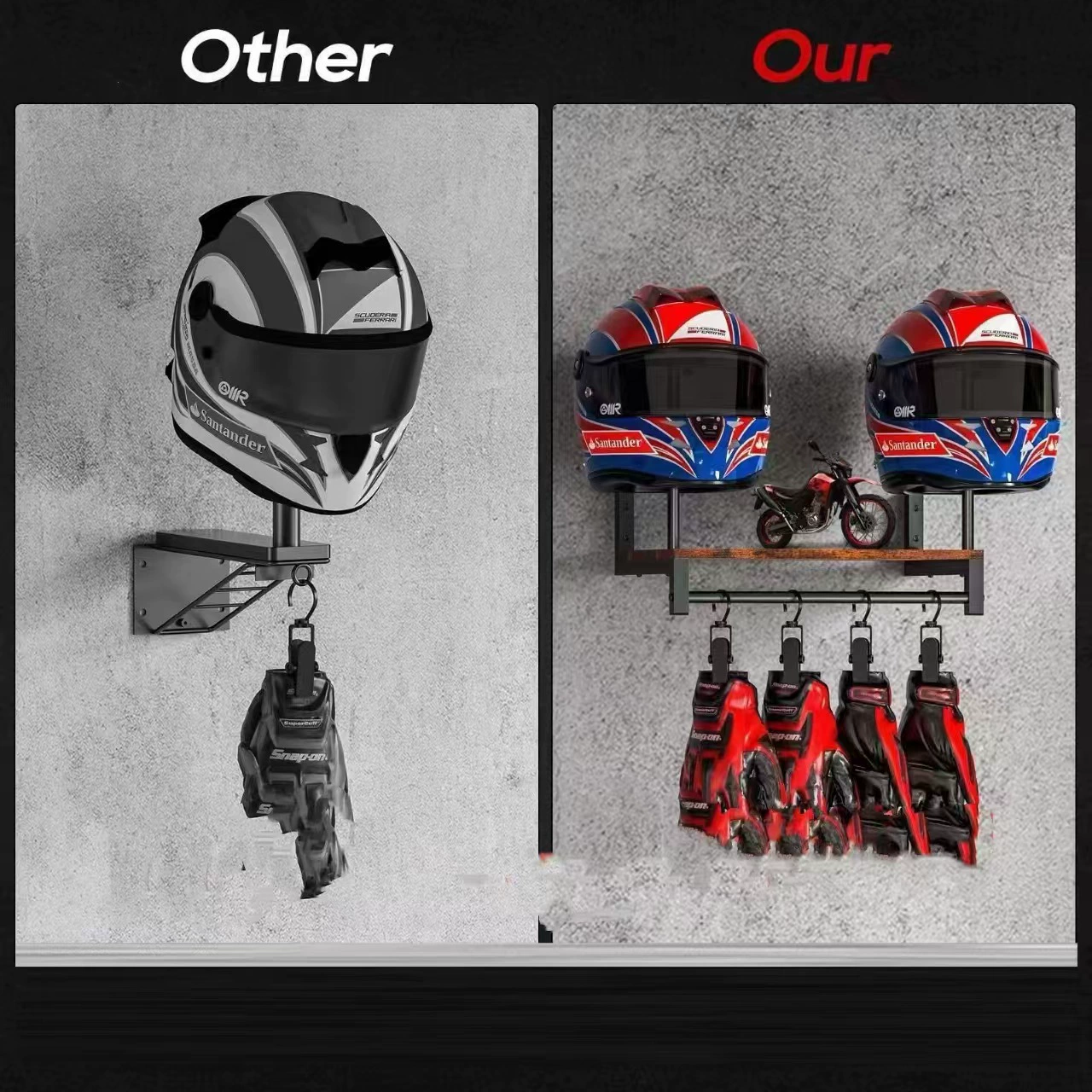 Держатель для мотоциклетного шлема, настенный магазин, гараж, стеллаж для хранения шлема, комбинированная железная и деревянная шляпа, держатель для ключей от машины