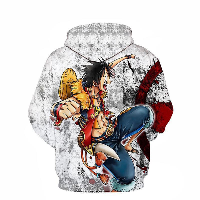 2023 Spring and Autumn Piece King Luffy 3D Digital Printed Sweater Trendy Loose Hooded Baseball Jersey_voghion.com