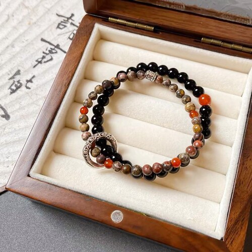 Chinese aesthetics! National style peace knot bead bracelet for women 2024 new natural stone bracelet couple accessories trendy