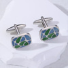 Manufactor Direct selling man fashion French business affairs Square shell Cufflinks alloy green blue Drip Sleeve nail