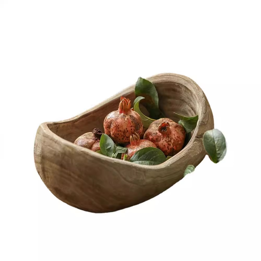 Wooden boat -type fruit plate Silent Wind Display solid wood retro…