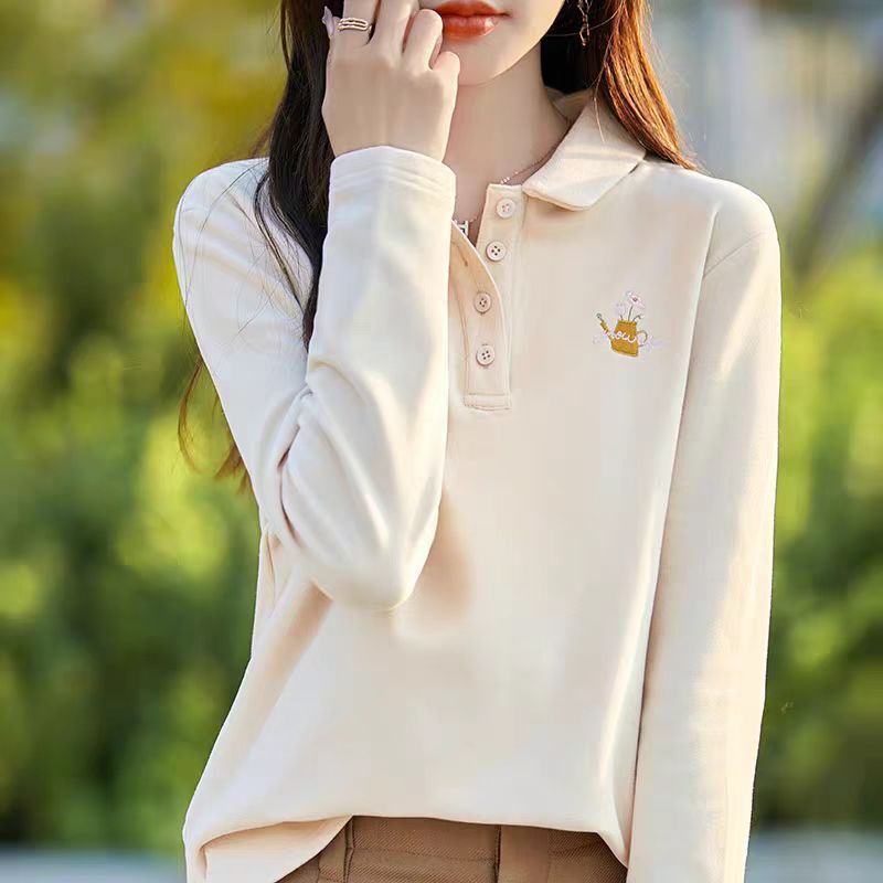 Cross-Border Double-Sided Velvet Elegant Embroidery 2025 Autumn and Winter Thickeneded and Warm New Fashionable and Versatile Tops for Women