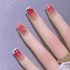 New Short Thin Color-Changing False Nails Nail Art Stickers Light-Sensitive Color-Shifting 3D Heart Nail Trend