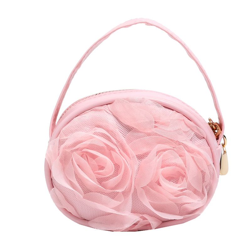 Dolce flor de encaje tridimensional bolso de niña mini lindo bebé pequeño paquete redondo coreano nuevo bolso para niños