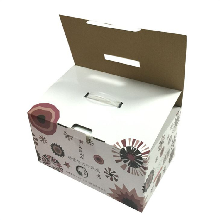 长方形彩盒手提瓦楞纸盒彩色印刷坚餐具硬瓦楞彩盒定做包装盒定制
