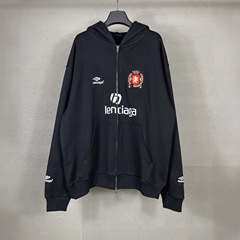 巴黎高版本2025新款B家联名足球运动服LOGO刺绣印花拉链开衫外套