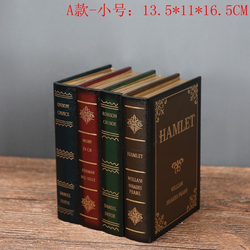 アメリカ式の北欧の木のシミュレーションの本の装飾の本の箱は書斎の復古の道具の本を飾って本の箱を収納します。|undefined