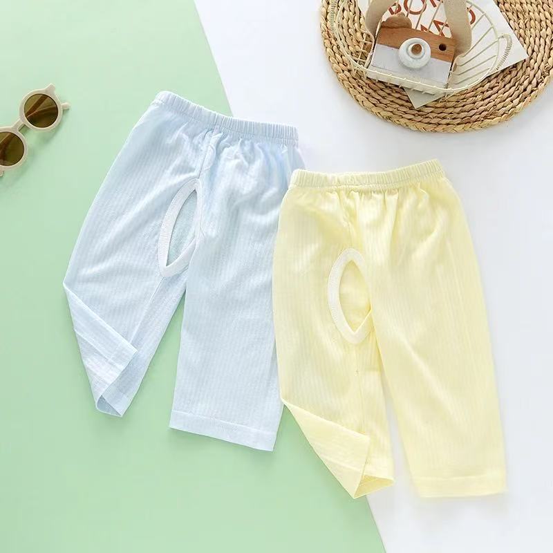 Baby Anti-Mosquito Pants Summer Cropped Pants Open Crotch Boys and Girls Summer Bamboo Cotton Thin Open Crotch Shorts