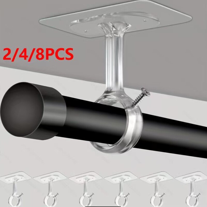Suitable for Ceiling Installation of Curtain Rod Brackets Without Drilling, Self-Adhesive Telescopic Rod Hook Bracket Suitable for Ceiling Installation of Curtain Rod Brackets Without Drilling, Self-Adhesive Telescopic Rod Hook Bracket