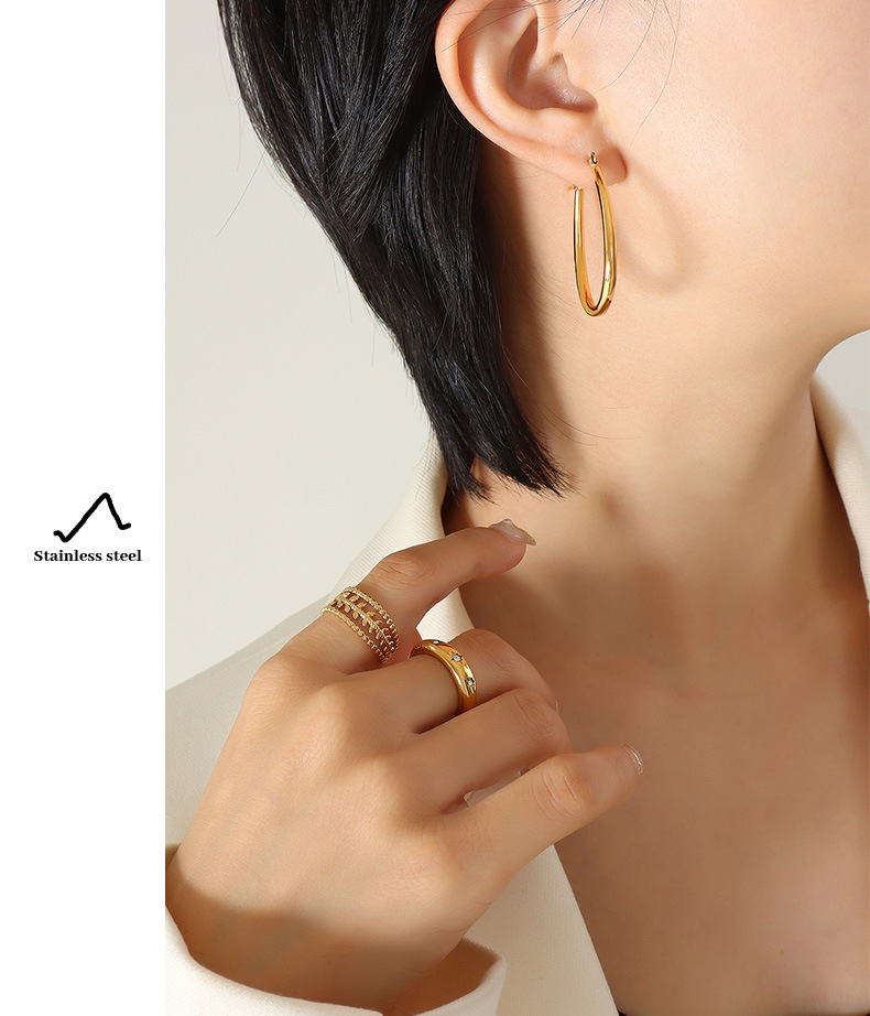 Daily, Birthday Occasion 304 Stainless Steel Material Retro Round Plating 304 Stainless Steel 18K Gold Plated Earrings