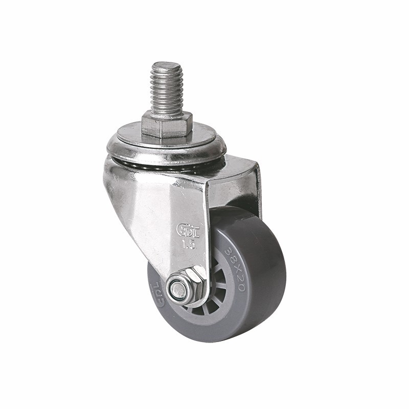 Ruedas Giratorias Roscadas con Freno S26-73 1,5 y 2 Pulgadas de Acero Inoxidable y Poliuretano para Industria