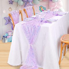 国境を越えた売れ筋マーメイドグリッタースパンコールテーブルフラッグ結婚式誕生日パーティーパーティーイベント背景装飾
