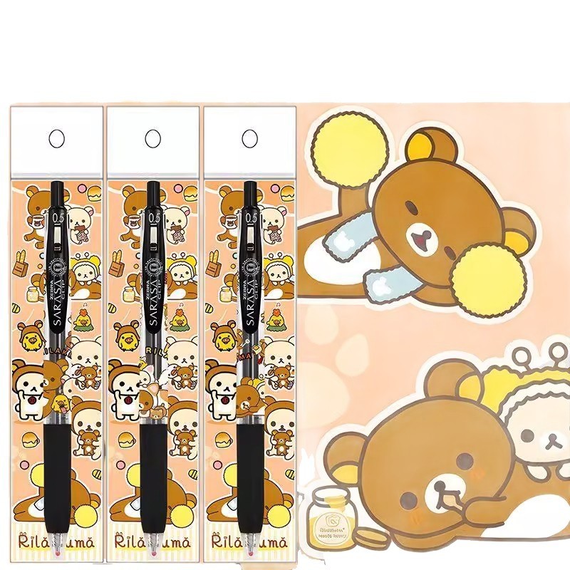 新品ZEBRA日本斑马限量可爱轻松熊DIY款学生书写考试按动中性笔黑|undefined