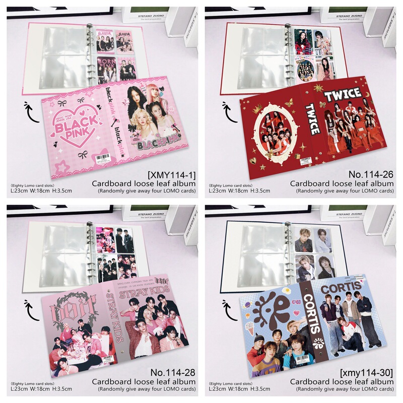 Kpop Korean Wave Cardboard Loose-Leaf Photo Album A5 Four-Grid Card Pages Double-Sided 80 Card Slots Card Album Bl Sr Bus