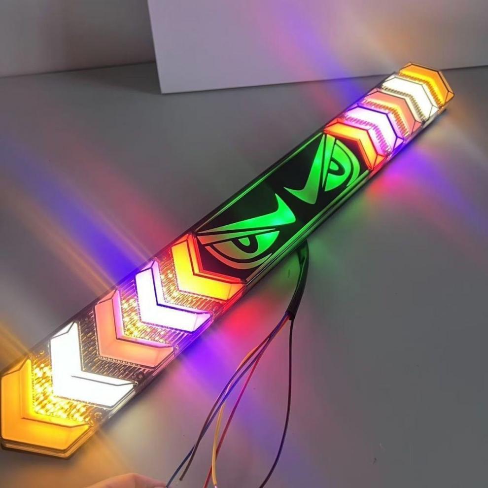 Long Strip Flashing Light 12V24V Multi-Function Devil's Eye Rear Tail Light Led Colorful Flashing Reversing Brake Light