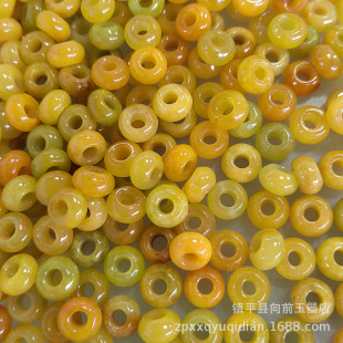 Huang Fei Bashan Cui 10mm thick large hole abacus beads loose beads wholesale diy jade jewelry accessories jade beads
