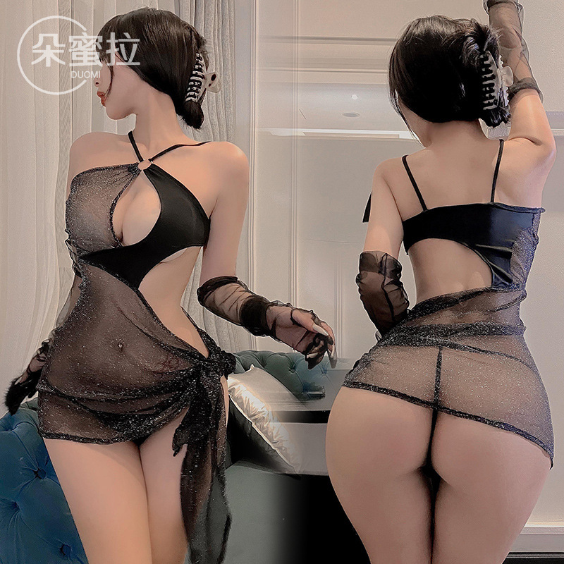 Sexy underwear sexy hollow passion perspective new condole belt nightgown free uniform open file temptation wholesale