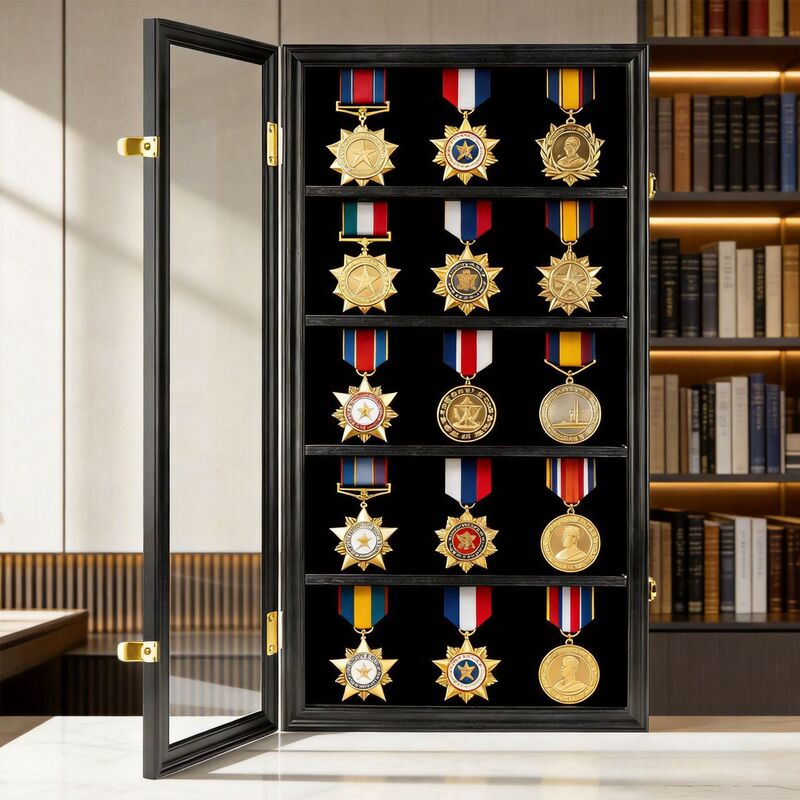Cross-Border Shadow Box Commemorative Medal Display Frame Wooden Photo Frame DIY Storage Display Stand Magnetic Wall-Mounted Collection Frame