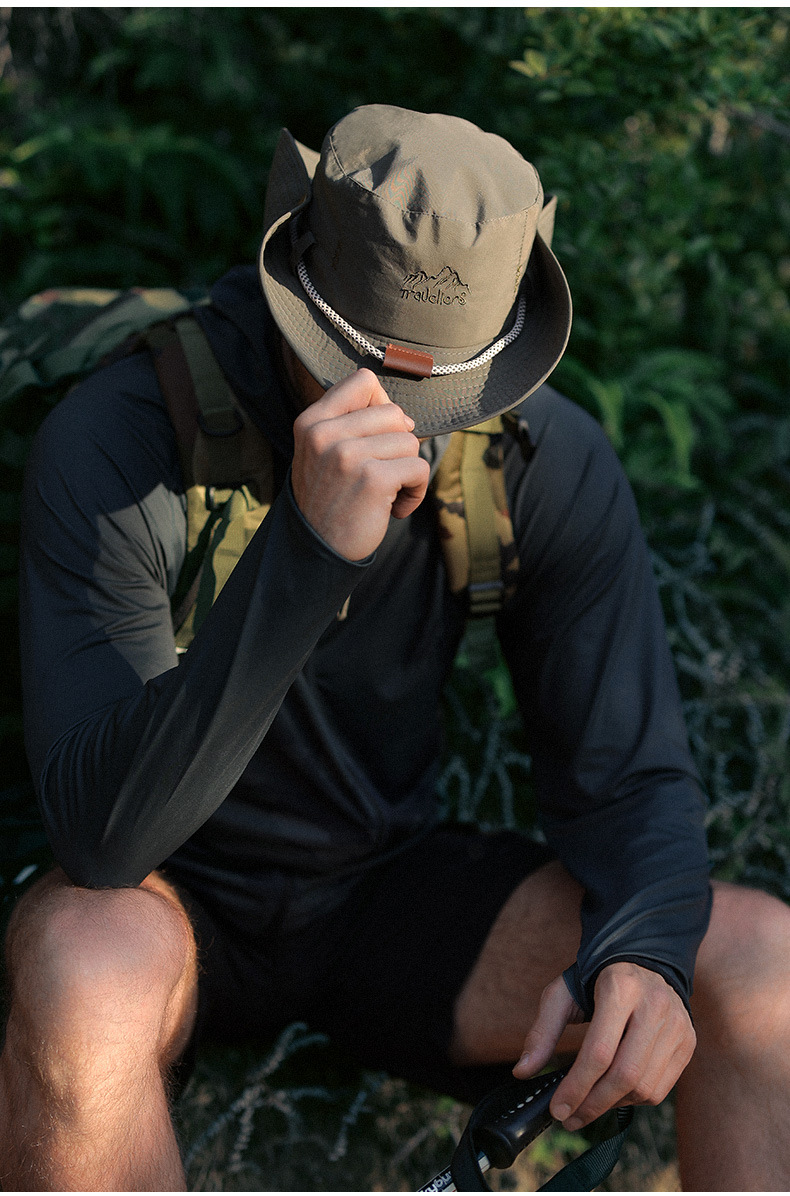 Mountain camping, drawstring outdoor hiking, shading, sun protection, fishing hat, western cowboy hat_voghion.com