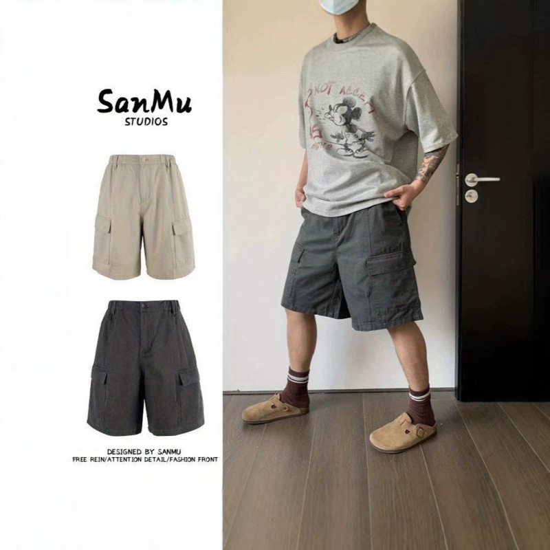 Summer New Japanese-Style Washed Pure Cotton Workwear Basic Straight-Leg Men's Five-Point Shorts Unisex Casual Shorts Casual Mid-Length Pants Summer New Japanese-Style Washed Pure Cotton Workwear Basic Straight-Leg Men's Five-Point Shorts Unisex Casual Shorts Casual Mid-Length Pants
