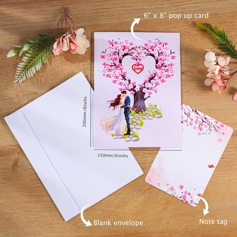 クロスボーダー新製品バレンタインデーグリーティングカード 3D ハートツリーギフトカード結婚式招待状紙立体グリーティングカード工芸品|undefined