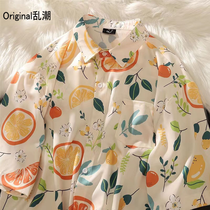 Hawaiian Beach Shirt Men's Short-Sleeved Summer Sanya Seaside Vacation Men's Thai Retro Hong Kong Style Flower Shirt