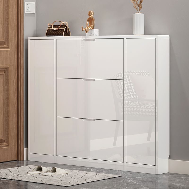 Ultra-Thin Flip Shoe Cabinet for Home Entrance, Narrow Foyer, 17cm White Large Capacity Piano Lacquer Shoe Rack