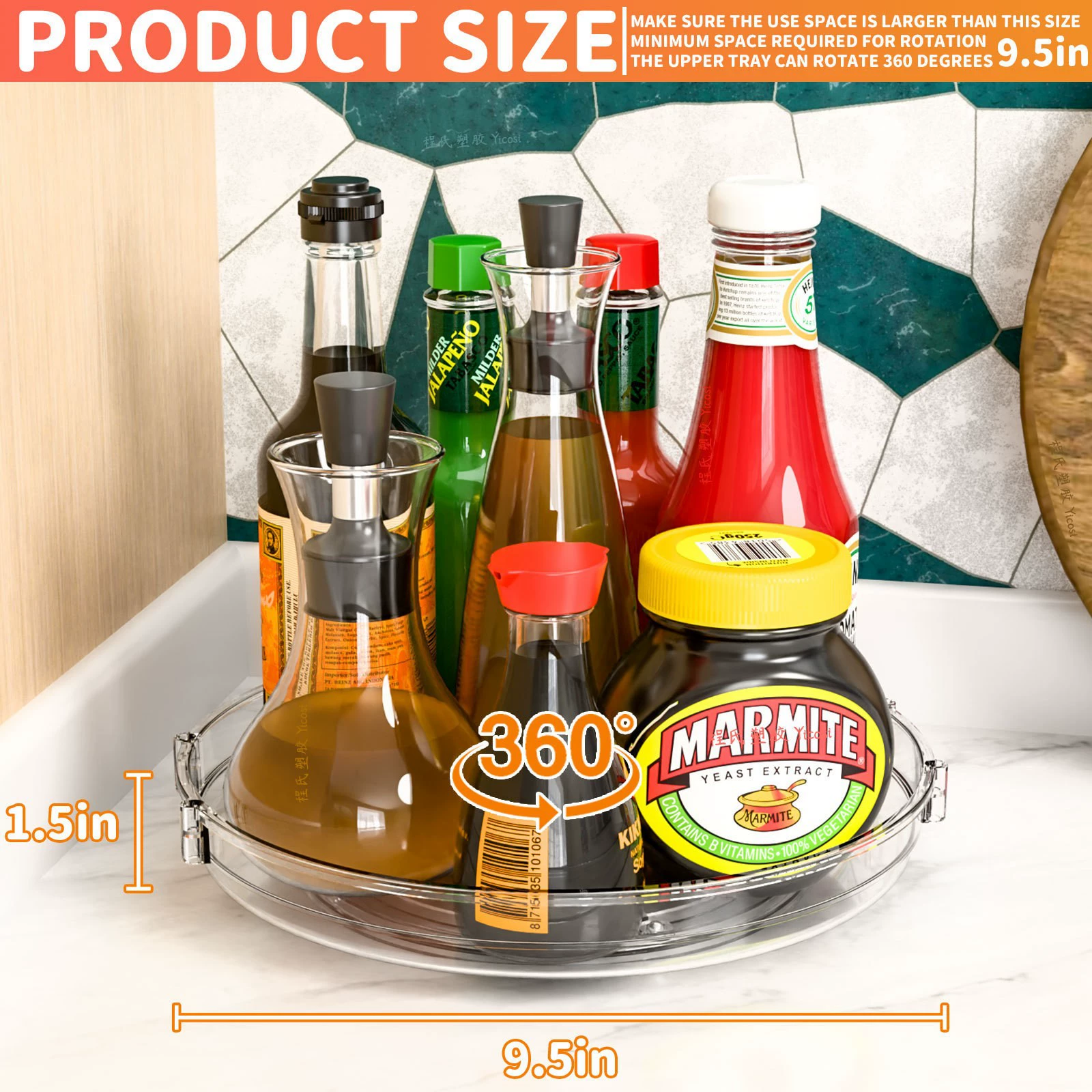 Spice Rack Turntable Storage Rack Storage Box Rotating from Yomiego