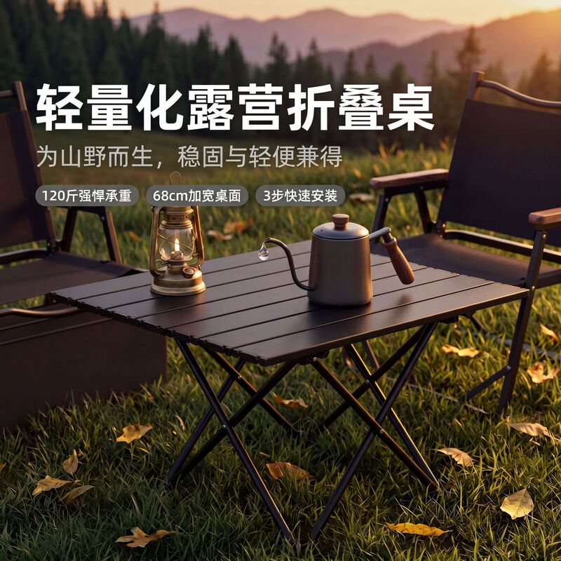 Folding Table Camping Portable Table and Chairs Outdoor Stall Table Car-Mounted Egg Roll Picnic Equipment Camping Supplies Small Table