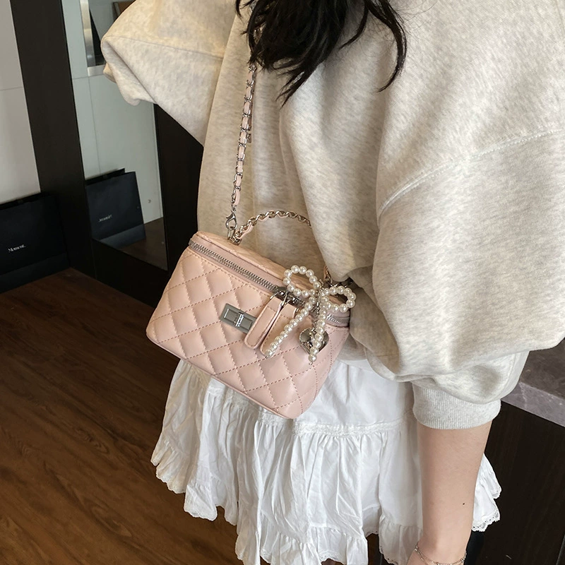 Маленькая ручная коробка, модная сумка через плечо, цепь, стиль Chanel, городской стиль, сумка на цепи