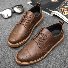Casual leather shoes for men spring new brogue men's shoes British retro sneakers Korean style trendy shoes workwear versatile shoes