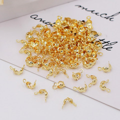 銅鍍14K真金定位珠夾扣18K包金雙頭包扣線扣配件材料 DIY飾品配件