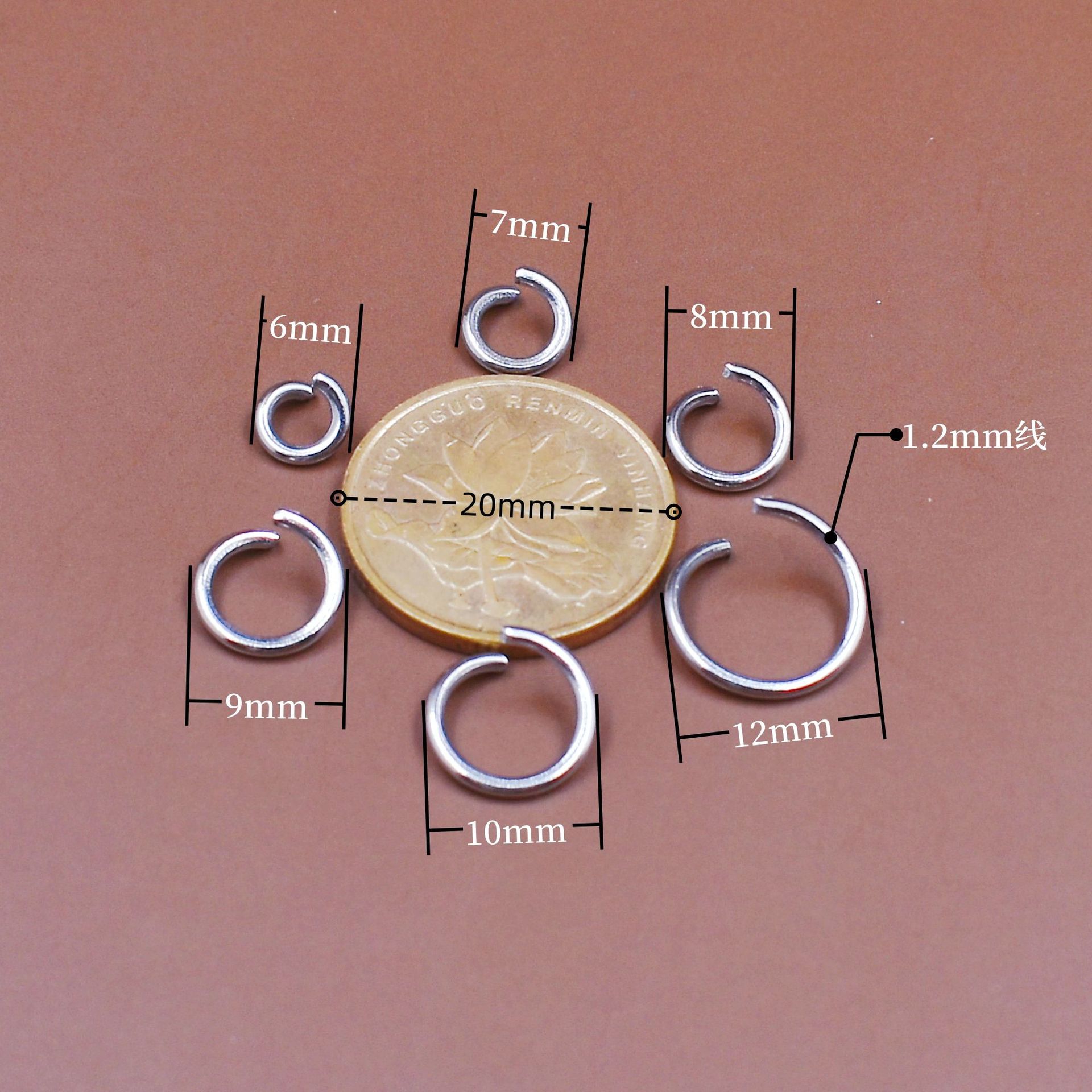 304 Stainless Steel Open Ring 1.2mm Wire Thickness Jewelry Accessories Matching Ring DIY Connection C Ring Jewelry Ring Necklace