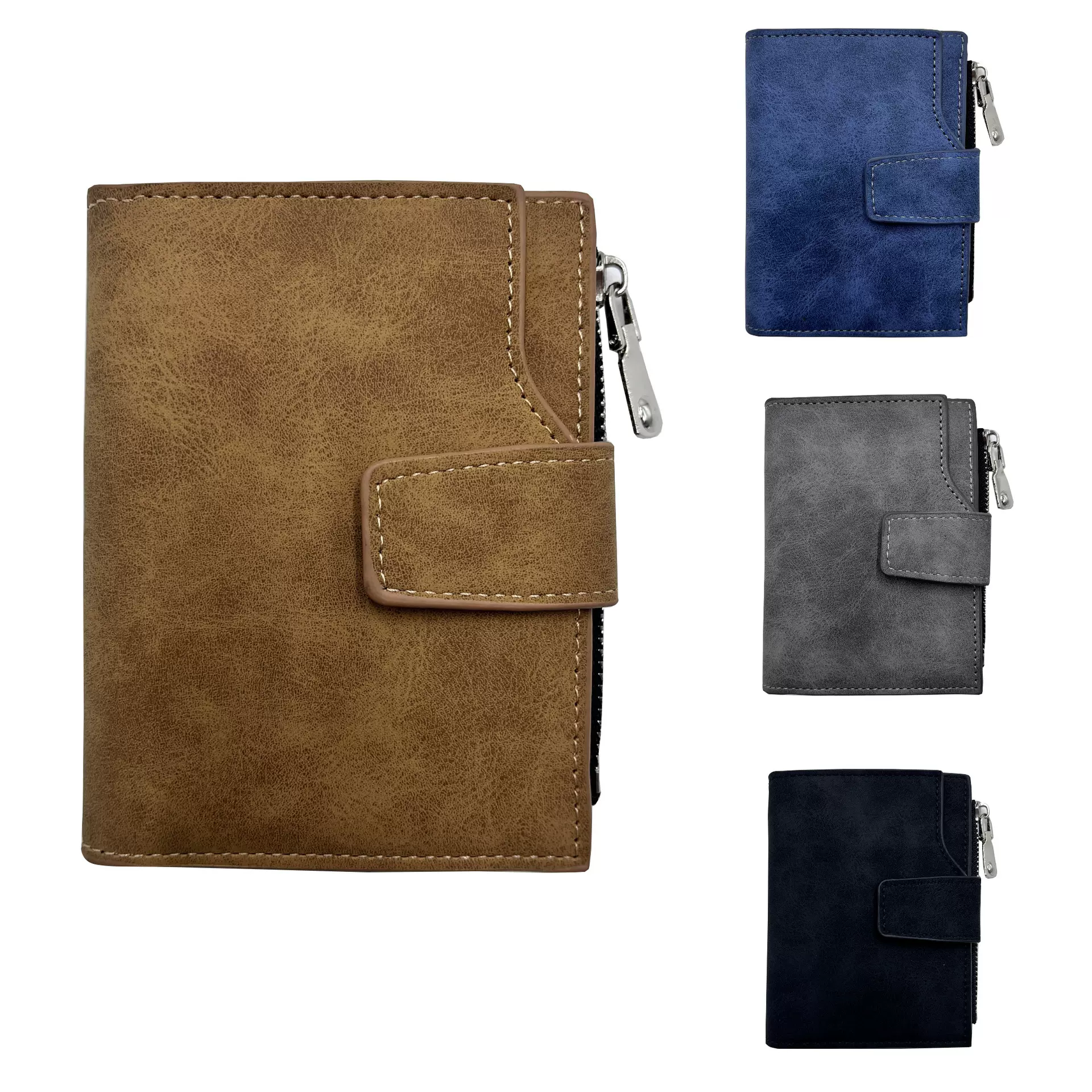 新款女士钱包短款拉链钱夹韩版百搭零钱包多卡位搭扣卡包工厂直供